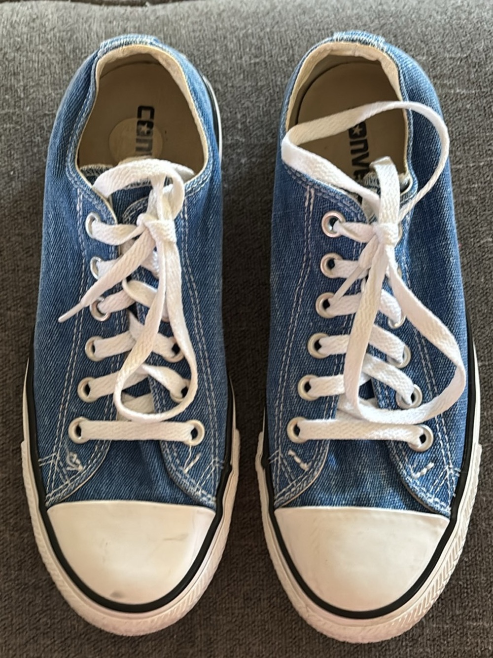 Converse Blue Canvas Low-Top Sneakers with Cream Lining